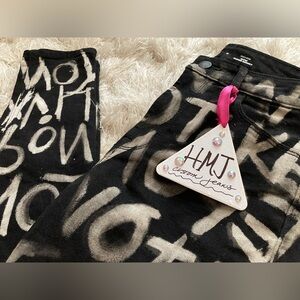 Custom Designer Graffiti Concert Lyric Jeans 🌟 One of a Kind! 😃
